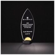 A6810 - Acrylic award on black and gold metal base.