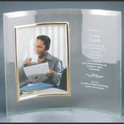 CE6505D - 11" x 8" Jade Glass Crescent with 4" x 6" Picture Frame (DAMAGED)