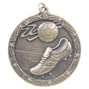 ST58G - 2 1/2" Antique Gold Soccer Shooting Star Medal