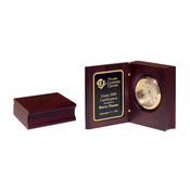 BC69  Hand-rubbed rich mahogany finish book clock, gold spun dial, three hand movement