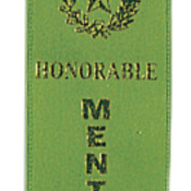 RIB21 - Honorable Mention Green Carded Ribbon with String