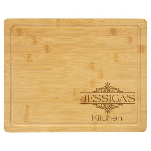 GFT443 - 13 3/4" x 11" Bamboo Cutting Board with Drip Ring Thumbnail
