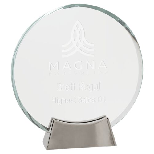 PLG28 - 8" Round Platinum Glass with Full Metal Base Thumbnail