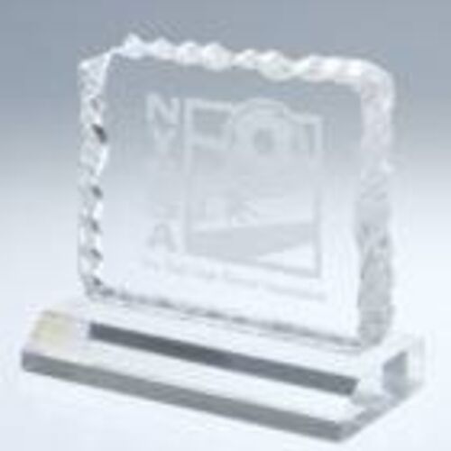 CIA2C 4 1/2" x 3 1/2" Clear Cracked Ice Acrylic Blank with Base Thumbnail